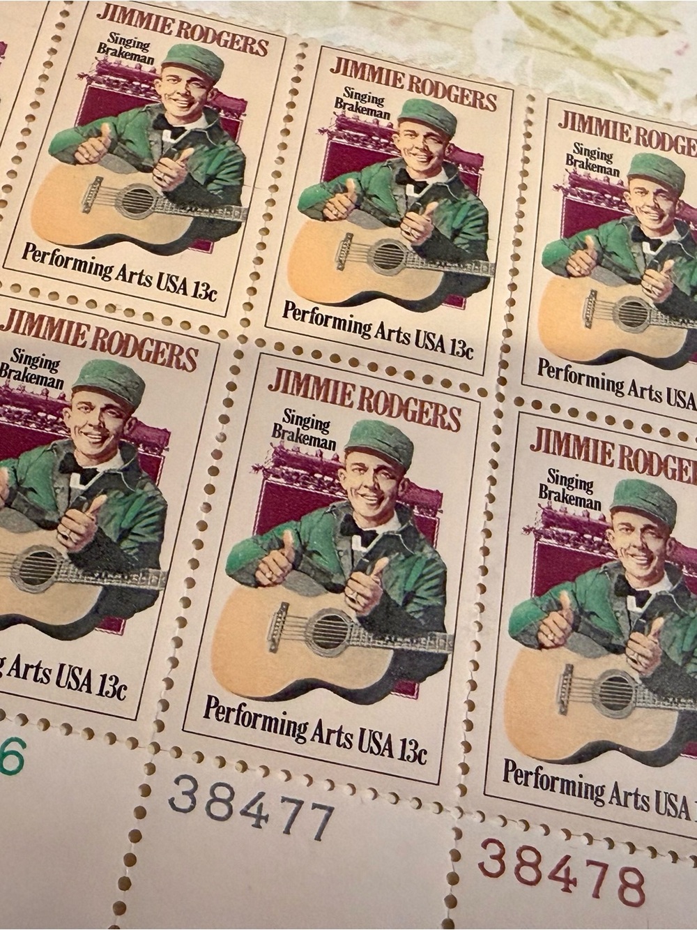 Vintage-style Jimmie Rodgers Stamp Sheet - Collectible